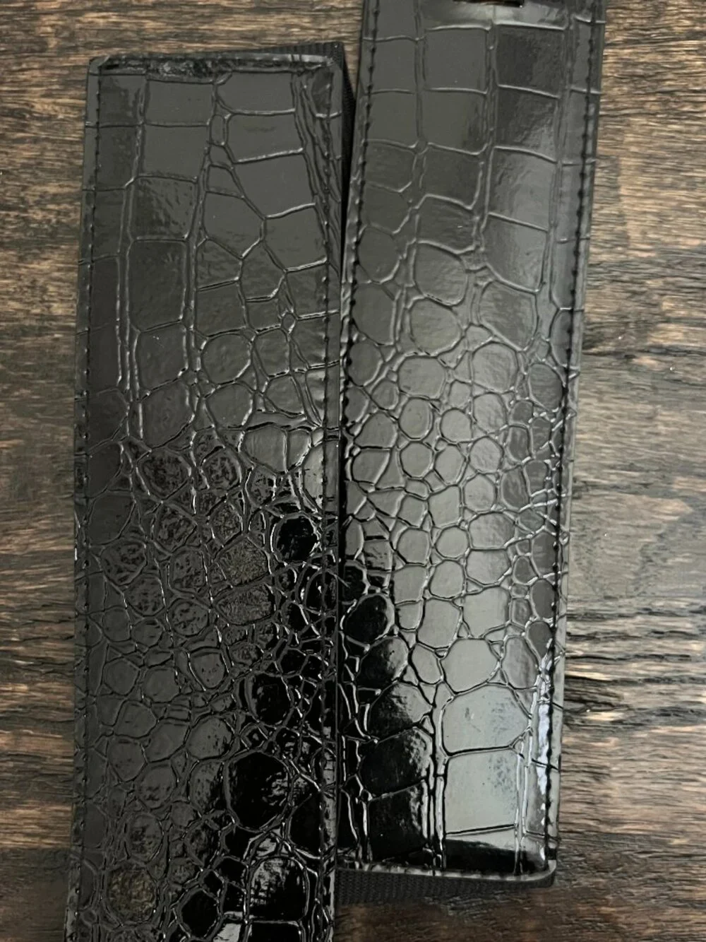 Black Croc Embossed Glossy Waist Belt XS